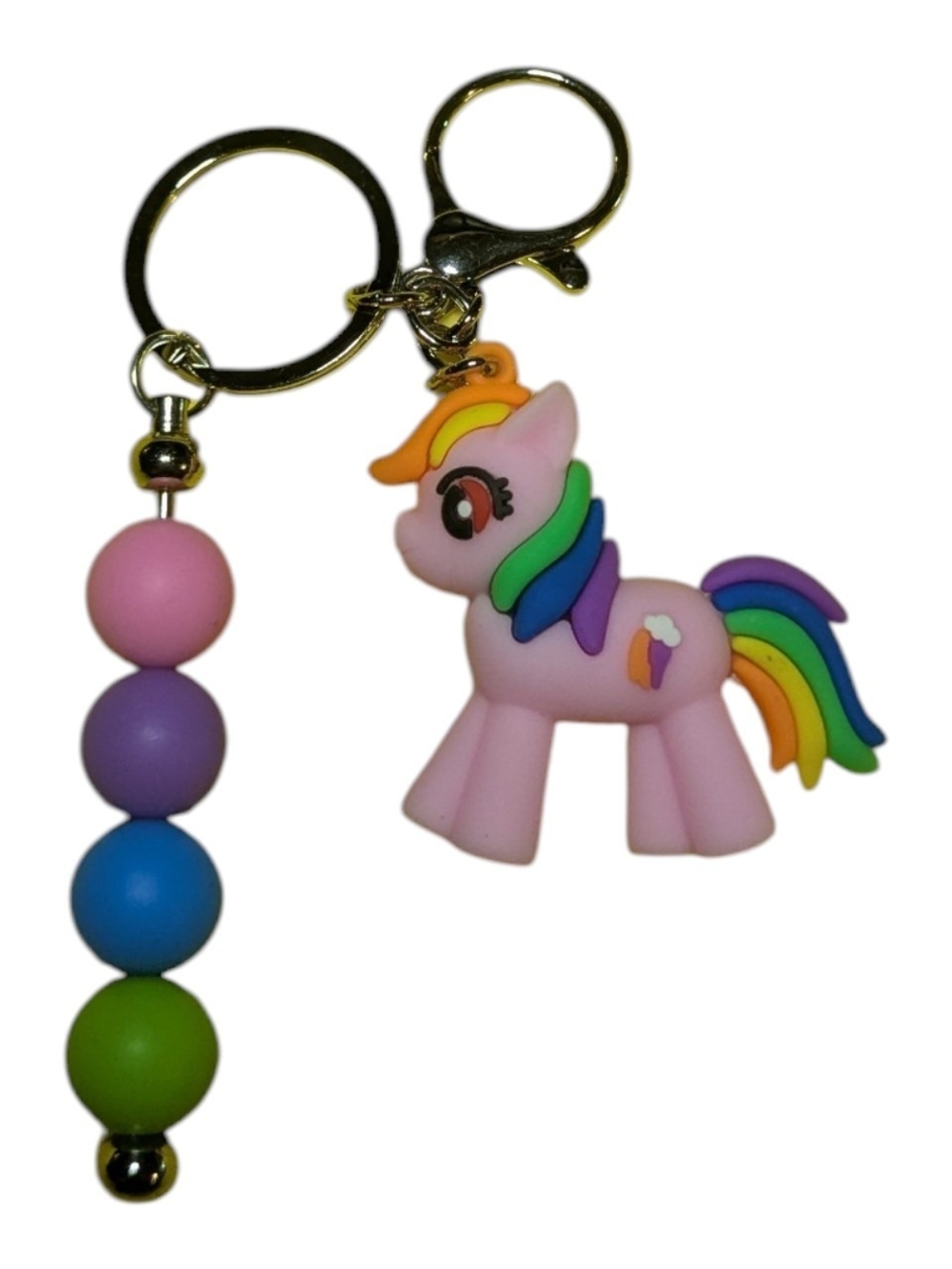 Hand Crafted Key Chain Bag Charm Beaded Pink My Little Pony H-044